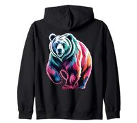 Bear Poster Style Colorful Paint Splatter Art Graphic Splash Zip Hoodie