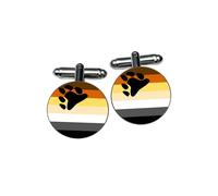 Bear Pride Flag Cufflinks - Brown, Orange & Black Bear Brotherhood Accessory - LGBTQ+ Community Gift - Body Positive Visibility Jewellery - Stocking Filler
