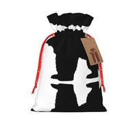 Bear Print Christmas Drawstring Gift Bag, Burlap Favor Pouch For Birthday And Holiday Celebrations-S Size