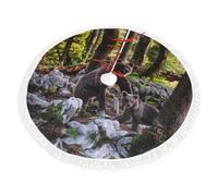 Bear Print Christmas Tree Skirt Perfect For Christmas, New Year Seasonal Celebrations