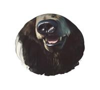 Bear print Print Shower Cap for Women Men, Reusable Double-Layer Fabric Bathing Cap Girls Hair Caps