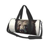 Bear Print Printed Canvas Travel Duffel Bag - Gym Sports Bag with Large Capacity for Weekend Business Travel