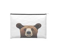 Bear Print Reusable Paper Cosmetic Bag Waterproof & Lightweight for Travel, School & Daily Use Full-Print Design Women, Students, Eco-Conscious