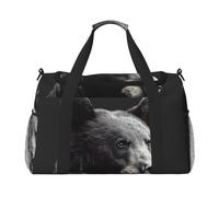Bear Print Travel Tote Bag 50 x 33 x 26 Folding with Should Strap & Dual Handles for Weekend Trips, Gym, Business Travel & Airport Carry-On