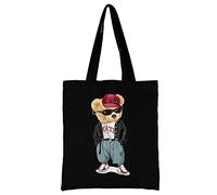 Bear Printed Canvas reusable grocery bags, Foldable Casual Travel HandBag, Shoulder Beach Tote Bags, Shopper bag eco friendly super strong washable Storage bags Shopping bag Canvas bag for Women