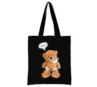 Bear Printed Canvas reusable grocery bags, Foldable Casual Travel HandBag, Shoulder Beach Tote Bags, Shopper bag eco friendly super strong washable Storage bags Shopping bag Canvas bag for Women