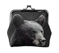 Bear Printed Coin Purse Pouch-Mini Coin Wallet,Change Purse,Leather Coin Pouch Holder For Woman Girls, Black, One Size, Modern,european Style, Retro