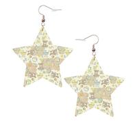 Bear Printed Leather Pierced Earring Set, 1 Pair Lightweight Bohemian Earrings Birthday Party Jewelry Gifts For Women