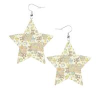 Bear Printed Leather Pierced Earring Set, 1 Pair Lightweight Bohemian Earrings Birthday Party Jewelry Gifts For Women