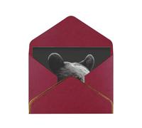 Bear Printed Pearl Paper Greeting Card, Dark Red - Folded Blank Cards with Gold Trim for Weddings, Birthdays, Christmas