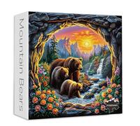 Bear Puzzles for Adults 1000 Pieces, PICKFORU Difficult Mountain Puzzles River Wildflower, Impossible Hard Nature Wildlife Animal Theme, Challenging for Adults
