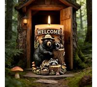Bear Raccoon Welcome Candle Mold, 3D Forest Animals Silicone Molds for Candle Making, Resin Casting Molds for DIY Epoxy Resin Craft, Aromatherapy, Forest Theme Party Supplies & Garden Home Decoration