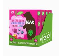 BEAR Raspberry & Blueberry Paws - Delicious Real Fruit - Suitable for 2+ years - Healthy - 20g - 4 x 5 Packs (Pack of 20)