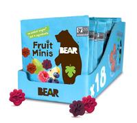 BEAR Real Fruit Snack Minis, Raspberry/Blueberry, No Added Sugar, All Natural, Bite-Size Snacks for Kids, GMO Free, Gluten Free, Vegan, 19.8 g (Pack of 18)