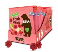 BEAR Real Fruit Snack Minis, Strawberry, Pack of 18, Bite-Size Snacks for Kids, Gluten Free, Vegan, GMO Free, 0.7 oz