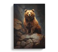 Bear Realism Art No.2 Canvas Print | Gallery Wrapped 30mm Frame Wall Art | 30x20 inches | Ready to Hang | Contemporary Animals Picture | Living Room Bedroom Lounge Office