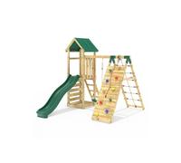 Rebo® Children's Challenge Wooden Climbing Frame with Swings, Slide and Up and Over Climbing Wall - Bear | Sturdy Wooden Construction, Pressure Treated Timber | OutdoorToys |