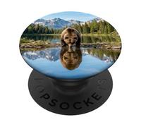 Bear Reflection Mountain Lake Wilderness Landscape PopSockets Adhesive PopGrip