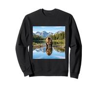 Bear Reflection Mountain Lake Wilderness Landscape Sweatshirt