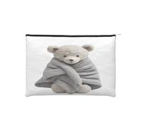 Bear Reusable Paper Cosmetic Bag Waterproof & Lightweight for Travel, School & Daily Use Full-Print Design Women, Students, Eco-Conscious