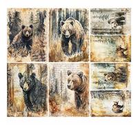 Bear Rice Papers, 21 x 26.5cm (6 Sheets) - Decoupage Paper 6X Designs for Collage, Mixed Media, Card Making & Crafts, Decoupage by CRAFT KREATIVELY