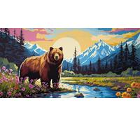 Bear River Diamond Art Kits Adults, DIY 5D Large Diamond Painting Snowy Mountain Forest Full Square Drill Crystal Art Kits 31.5x78.7 Inch, Painting by Numbers for Home Wall Decor Gifts (SQ642)