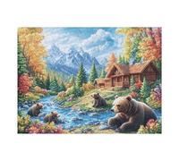 Bear River Forest 500 Piece Jigsaw Puzzle for All Ages Jigsaw Evening Wind Down Activity Challenging Fun Home Decor Stress Relief 500 PCS