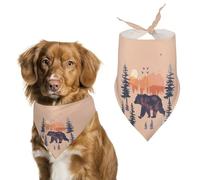 Bear Roaming Sunrise Forests Dog Bandana Puppy Cat Scarfs Bibs Washable Triangle Kerchief Pet Gifts
