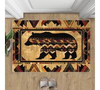 Bear Rug, Native American Tribal Small Rugs for Bedroom, Rustic Nature Landscape Carpet Soft Washable Non Slip Indoor Mats,Farmhouse Cabin Country Home Decor 50x80cm
