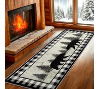 Bear Runner Rug 90x300, Rustic Cabin Rug Runner for Hallway, Cabin Lodge Farmhouse Bear Rugs, Washable Western Country Long Carpet for Hallway Entryway Floor Mats