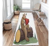 Bear Runner Rugs for Hallway 80 x 250, Funny Animal Hallway Runner Kids Boys Girls Cartoon Pattern Carpet Runners for Kitchen Bedroom Living Room, Non Slip Long Rug, f101il
