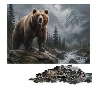 Bear Running in Rain Classic Wooden Jigsaw Puzzle 1000 Pieces for Adults | For home use: Adult Puzzle: border-first or section-first building options alone or together.