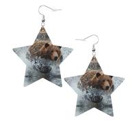 Bear Running Women's Fashion Earrings, Celestial Dangle Earrings, Star Shape Jewelry for a Versatile