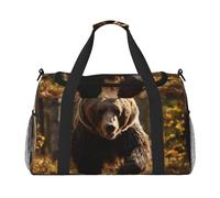 Bear Running2 print Carry on Luggage for Women Men Shoulder Weekender Crossbody Bag for Yoga Travel Must Haves, Black, One Size