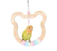 Bear Shape Parrot Swing - Wooden Perch Toy, Cockatiel Activity Perch with Safe Grip, Parakeet Standing with Exercise Fun for Macaw Conure Zoo Aviaries Trainers, Bird Accessories for Aviary Use