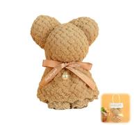 Bear Shape Towel, Bear Bath Towel Gift Soft Coral Fleece Hand Towels Bear Towel with Bags, Adorable Bear Shaped Towel Set, Plush Quick-Drying Towels, for Wedding Baby Shower Birthday Souvenir(Brown)