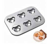Bear Shaped Cake Pan, 6-Cavity Non-Stick Carbon Steel Muffin Tin for Cupcakes, Pudding & Chocolate, 3D Cartoon Animal Baking Mold for Kids Birthday Parties & Home Bakers, 10.4 x 7.4 Inch