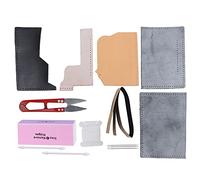 Bear Shaped DIY Leather Material Package Set, Semi - Finished Craft Kit for Wallet Card Bag Sublimation, Vegetable Tanned Leather with Wax Coating, Includes Tools and Instructions (Glossy Black)