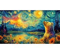 Bear-shaped-mountain-landscape-under-full-moon 1000 Pieces Challenging Puzzles Recycled Paper Jigsaw Puzzle for Adults Wall Decoration and Gifts Educational Game Decompression 38x26/1000pcs