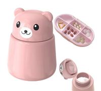 Bear-Shaped Pill Crusher for Tablets Pink Tablet Crusher for Pills Easy to Grind for Pill for Infants Children The Elderly and Pets with 6 Grid Portable Pills Organizer Box