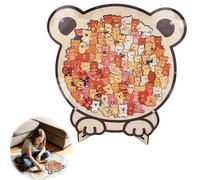 Bear Shaped Puzzle,92-piece Colored Shaped Wooden Jigsaw Puzzle, Framed by Adorable Bears Outline Puzzles, Wooden Jigsaw Puzzles for Adults, Bears Lovers, Home Decor (Bear)