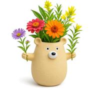Bear-Shaped Resin Planter Pot for Small Plants, Succulents, Herbs, Flowers | Indoor & Outdoor Durable Cute Plant Pot | Whimsical Home, Office, Garden Décor | Gift for Plant Lovers & Nature Decor