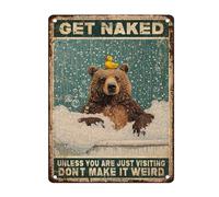 Bear Sign Retro Bathroom Art Decor Unless You Are Just Visiting Don't Make It Weird Vintage Poster Rustic Metal for Home Toilet Washroom Living Room Bedroom 8"x12"