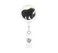 Bear Silhouette Badge Reels Retractable Badge Holder Cute Nurse Badge Reel Name Decorative Badge Clip ID Card Holders for Office Worker Doctor Nurse