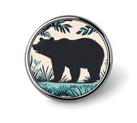 Bear Silhouette Brooch with Button Design, Funny Backpack Pins for Women, Personalized Brooch Pins for Men, Round Badge for Hat, Cute Badge Holders for Activity