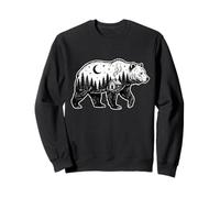 Bear Silhouette Camping & Hiking Forest Cabin Night Sky Sweatshirt