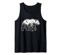 Bear Silhouette Camping & Hiking Forest Cabin Night Sky Tank Top