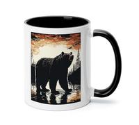 Bear Silhouette Ceramic Coffee Mug with Handle 11 Ounces, Porcelain Mug Coffee Cup Tea Mug Water Cup Ideal for Coffee,Tea,Latte,Cappuccino,Microwave & Dishwasher Safe Unique Gift Cup