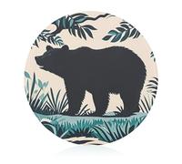 Bear Silhouette Cutting Board for Restaurant, Tempered Glass Chopping Board for Kitchen, Round Board for Countertop, Non-Slip Vegetable Cutting Boards for Hotel, 7.9 In