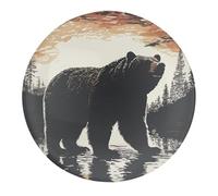 Bear Silhouette Fridge Magnets for Home, Magnetic Refrigerator Sticker for Whiteboard, Circle Waterproof Fridge Magnet for Refrigerator, Locker, Car Garage, Office Decor 4 PCS